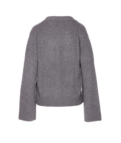 Lisa Yang V-neck Knit Cardigan With Front Buttons In Gray