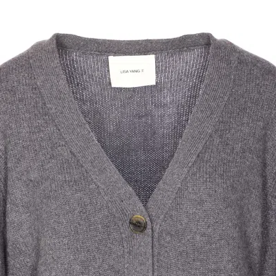 Lisa Yang V-neck Knit Cardigan With Front Buttons In Gray