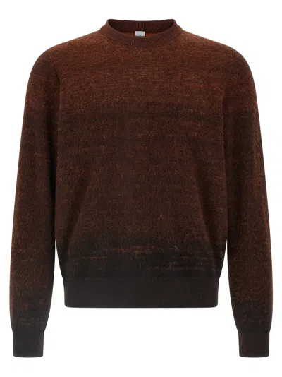 Berluti Ribbed Knit Sweater Textured Fabric In Brown