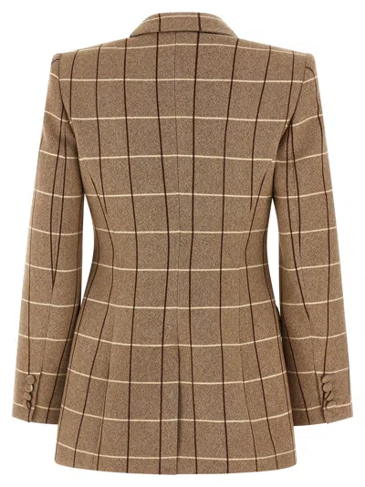 Valentino Checked Double-breasted Virgin Wool Blazer In Brown