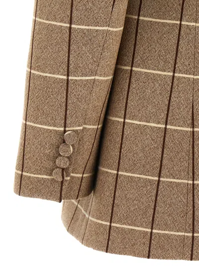 Valentino Checked Double-breasted Virgin Wool Blazer In Brown
