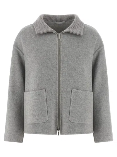 Peserico Double Cloth Jacket In Gray