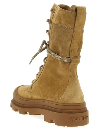 Moncler High-top Combat Boots Chunky Sole In Brown