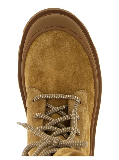 Moncler High-top Combat Boots Chunky Sole In Brown