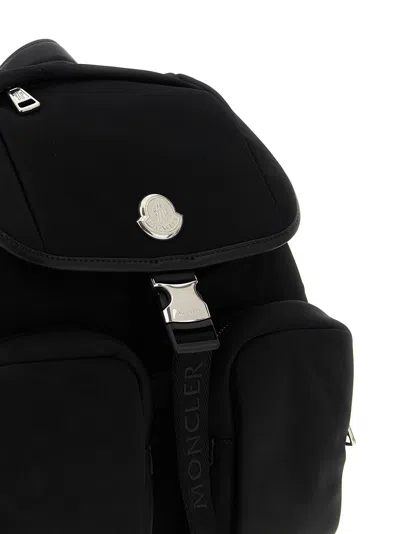 Moncler Versatile Polyester Backpack Adjustable Straps In Black