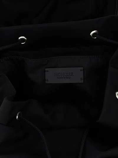 Moncler Versatile Polyester Backpack Adjustable Straps In Black