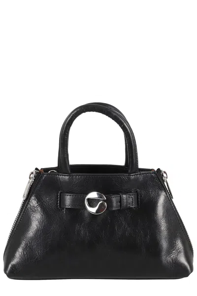 Coperni Data Leather Top Handle Bag In Black
