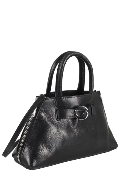 Coperni Data Leather Top Handle Bag In Black