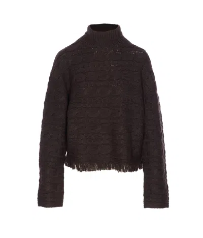 Guest In Residence Cropped Cable Sweater In Brown