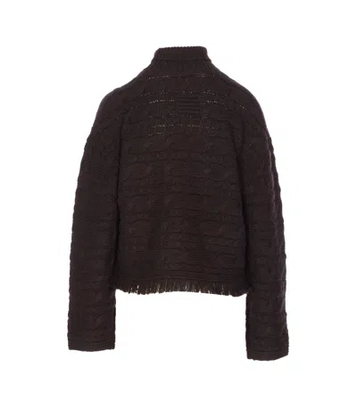 Guest In Residence Cropped Cable Sweater In Brown