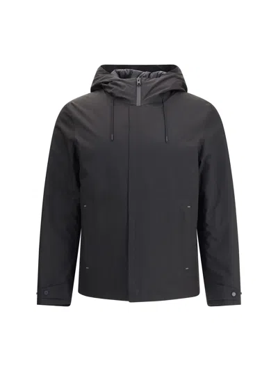 Woolrich Zippered Long-sleeved Casual Jacket In Black