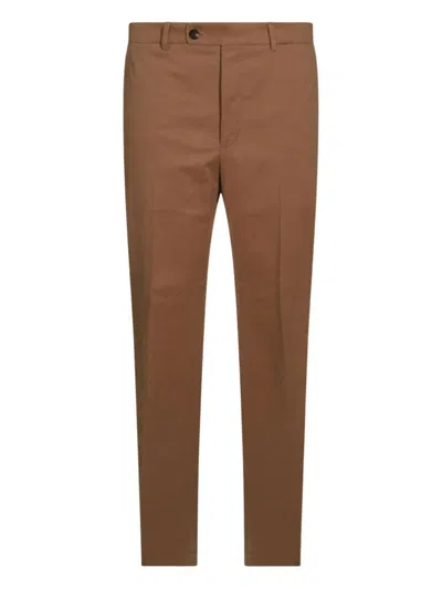 Incotex Relaxed Trousers With Front Pleats And Pockets In Brown