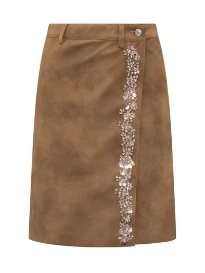 Des_phemmes Des Phemmes Skirt With Jeweled Applications In Brown