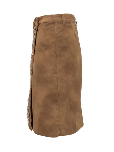 Des_phemmes Des Phemmes Skirt With Jeweled Applications In Brown