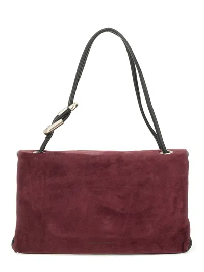 Marc Jacobs Rectangular Suede Shoulder Bag With Adjustable Strap In Purple
