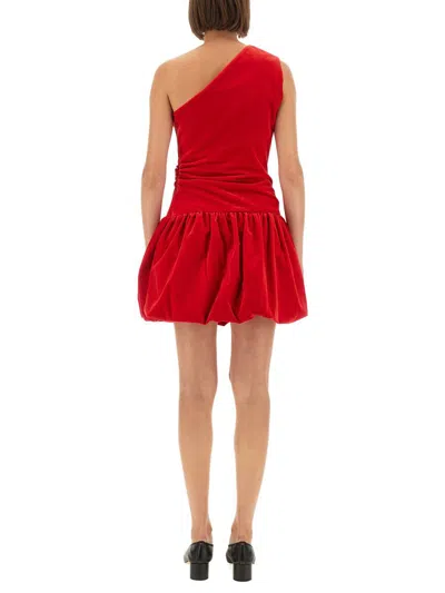 Patou Oneshoulder Mini Dress Bloomer Effect In Red