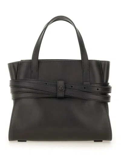 Moschino Tie Me Small Leather Handbag In Black