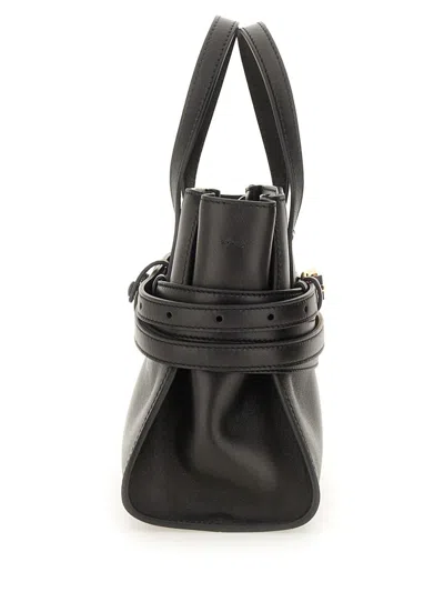 Moschino Tie Me Small Leather Handbag In Black