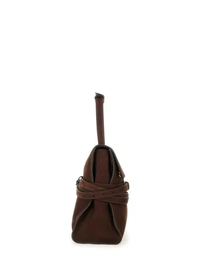 Moschino Structured Brown Suede Handbag In Brown