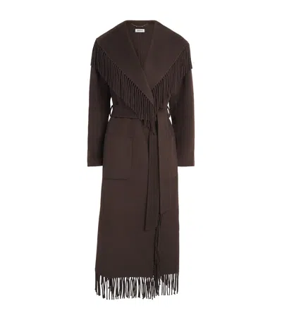 Simkhai Wool Fringe Carrie Robe Coat In Animal Print