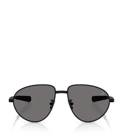 Moncler Womens Black Me4009 Vizla Aviator-frame Metal Sunglasses