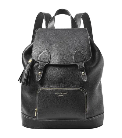 Aspinal Of London Womens Black Hudson Medium Leather Backpack In Black