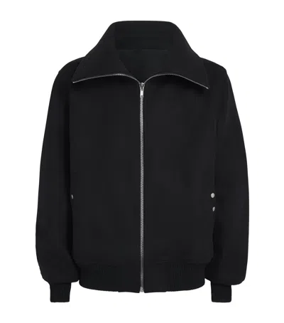 Rick Owens Structured Black Sports Jacket With Ribbed Details And Matte Finish In Black