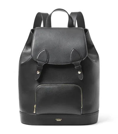 Aspinal Of London Womens Black Hudson Medium Leather Backpack In Black