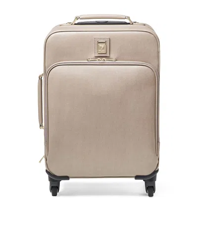 Aspinal Of London Taupe Connaught Cabin Leather Suitcase In Neutral