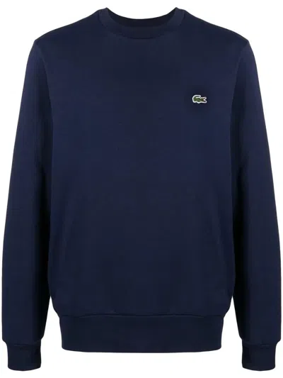 Lacoste Live Cotton Fleece Sweatshirt Navy Blue In Blue
