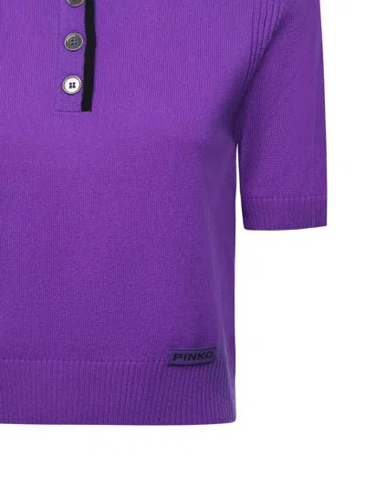 Pinko Polo-style Sweater With Logo In Purple