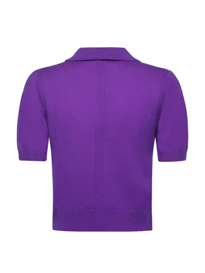 Pinko Polo-style Sweater With Logo In Purple