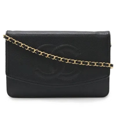 Pre-owned Chanel Black Grained Calfskin Pochette Shoulder Bag ()
