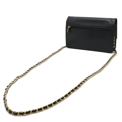 Pre-owned Chanel Black Grained Calfskin Pochette Shoulder Bag ()