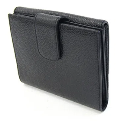 Pre-owned Chanel Black Grained Calfskin Wallet (bi-fold) ()