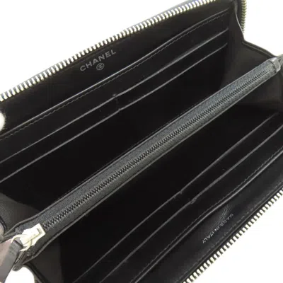 Pre-owned Chanel Black Leather Long Wallet (bi-fold) ()