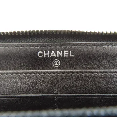 Pre-owned Chanel Black Leather Long Wallet (bi-fold) ()