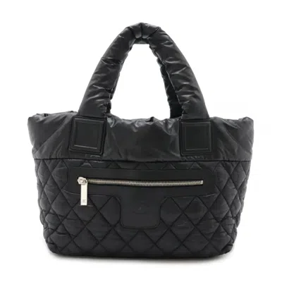 Pre-owned Chanel Black Nylon Leather Handbag Tote Bag ()