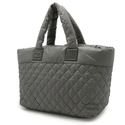 Pre-owned Chanel Khaki Navy Nylon Leather Shoulder Bag Tote Bag ()