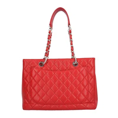 Pre-owned Chanel Red Color Grained Calfskin Tote Bag ()