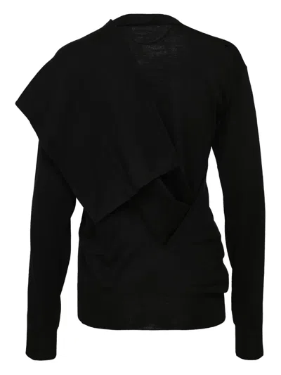 Jil Sander Draped-panel Sweatshirt In Black