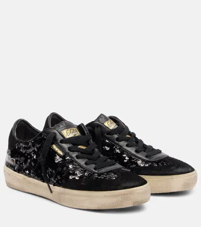 Golden Goose Synthetic Fabric And Leather Running Sneakers In Black