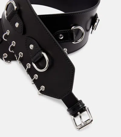 Isabel Marant Brighton Wide Leather Belt With Rings In Black