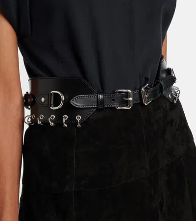 Isabel Marant Brighton Wide Leather Belt With Rings In Black
