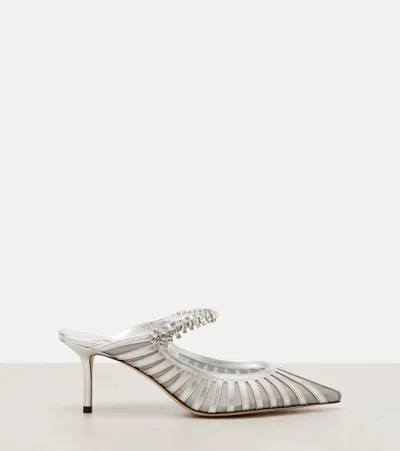 Jimmy Choo Bing 65 Embellished Leather And Mesh Pumps In Red