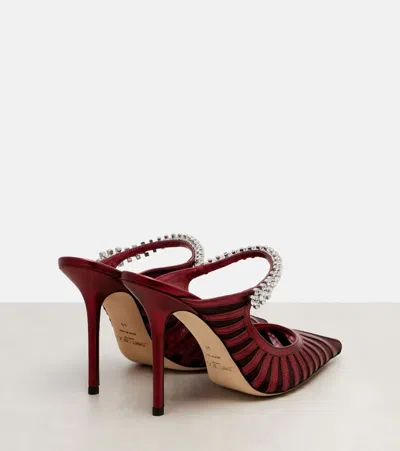 Jimmy Choo Bing 65 Embellished Leather And Mesh Pumps In Red