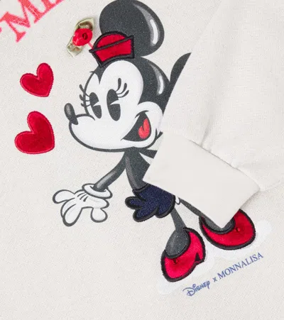 Monnalisa Kids' X Disney Minnie Mouse Embroidered Sweatshirt In Neutral