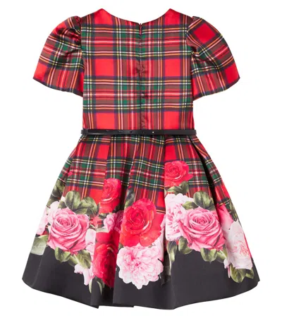 Monnalisa Kids'   Scottish Dress And Roses In Red