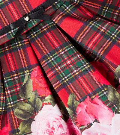 Monnalisa Kids'   Scottish Dress And Roses In Red