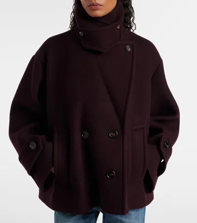 Chloé Women Violet Double-breasted Jacket With Wide Notched Revers And Dropped Shoulders In Wool Ble In Purple